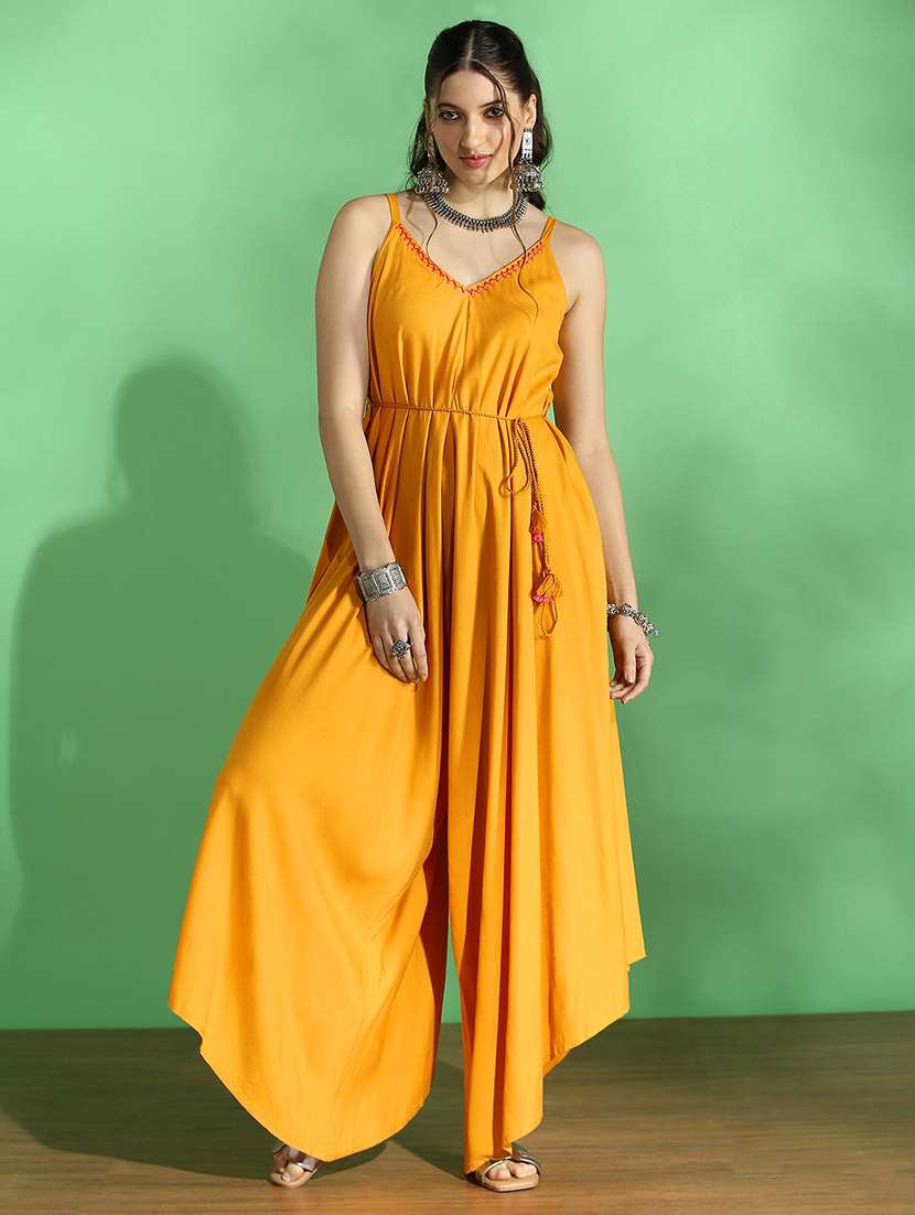 women solid shoulder strap jumpsuit - 22176726 -  Zoom Image - 0