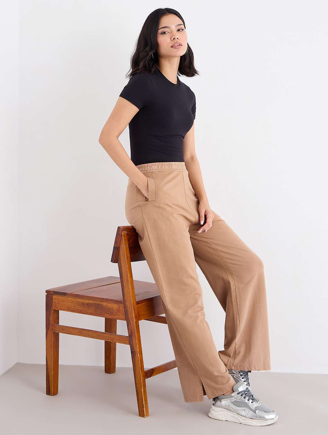 women solid mid rise track pant - 22176734 -  Standard Image - 3