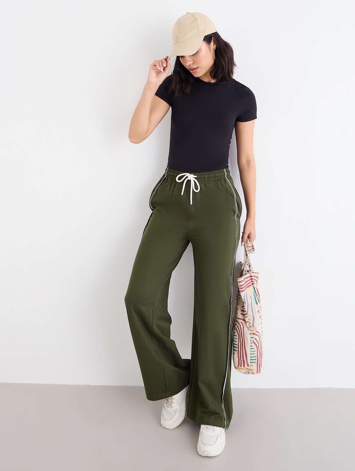 women solid mid rise track pant - 22176740 -  Standard Image - 3