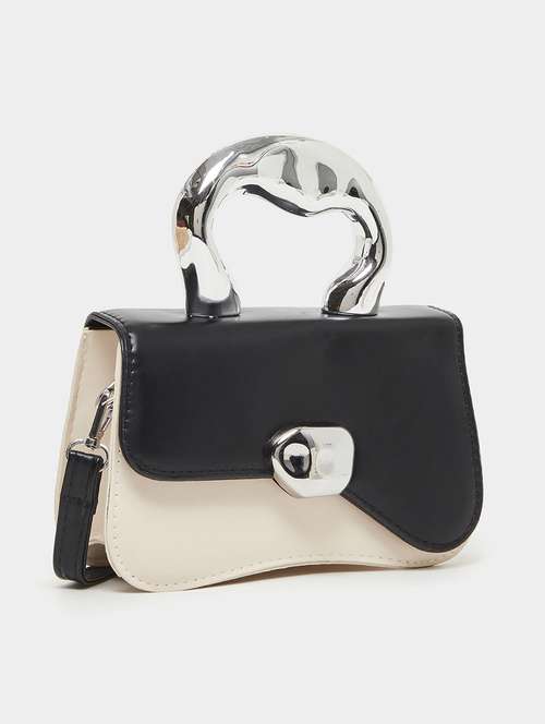 women cream color blocked handbag - 22176745 -  Standard Image - 0