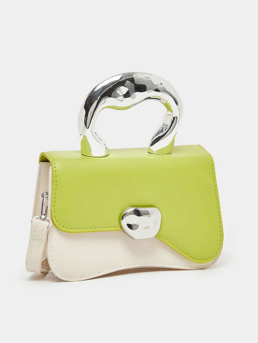 women cream color blocked handbag - 22176746 -  Standard Image - 3