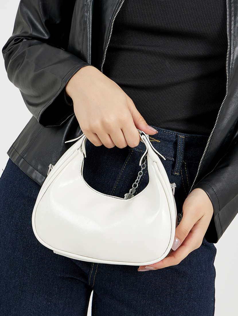 women white solid handbag
