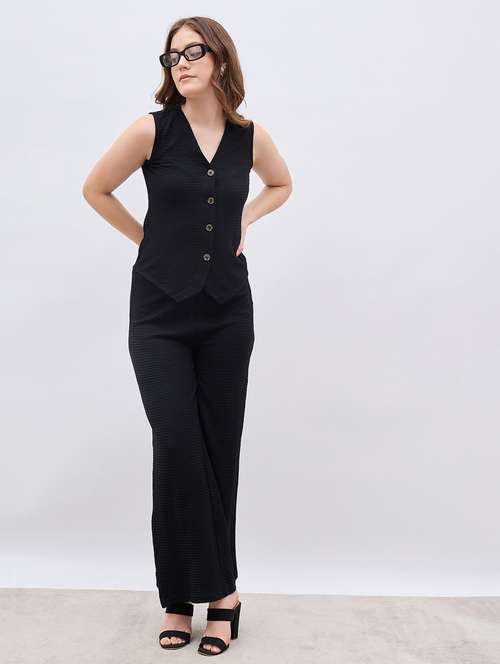 women solid top and trouser co-ord set - 22176783 -  Standard Image - 0