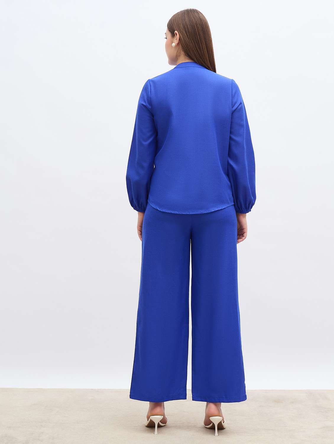 women solid shirt and trouser co-ord set - 22176785 -  Standard Image - 3