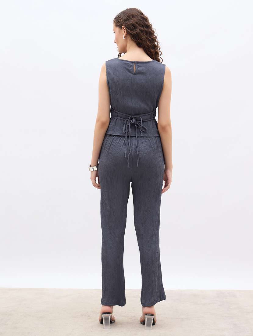 women solid top and trouser co-ord set - 22176789 -  Standard Image - 3