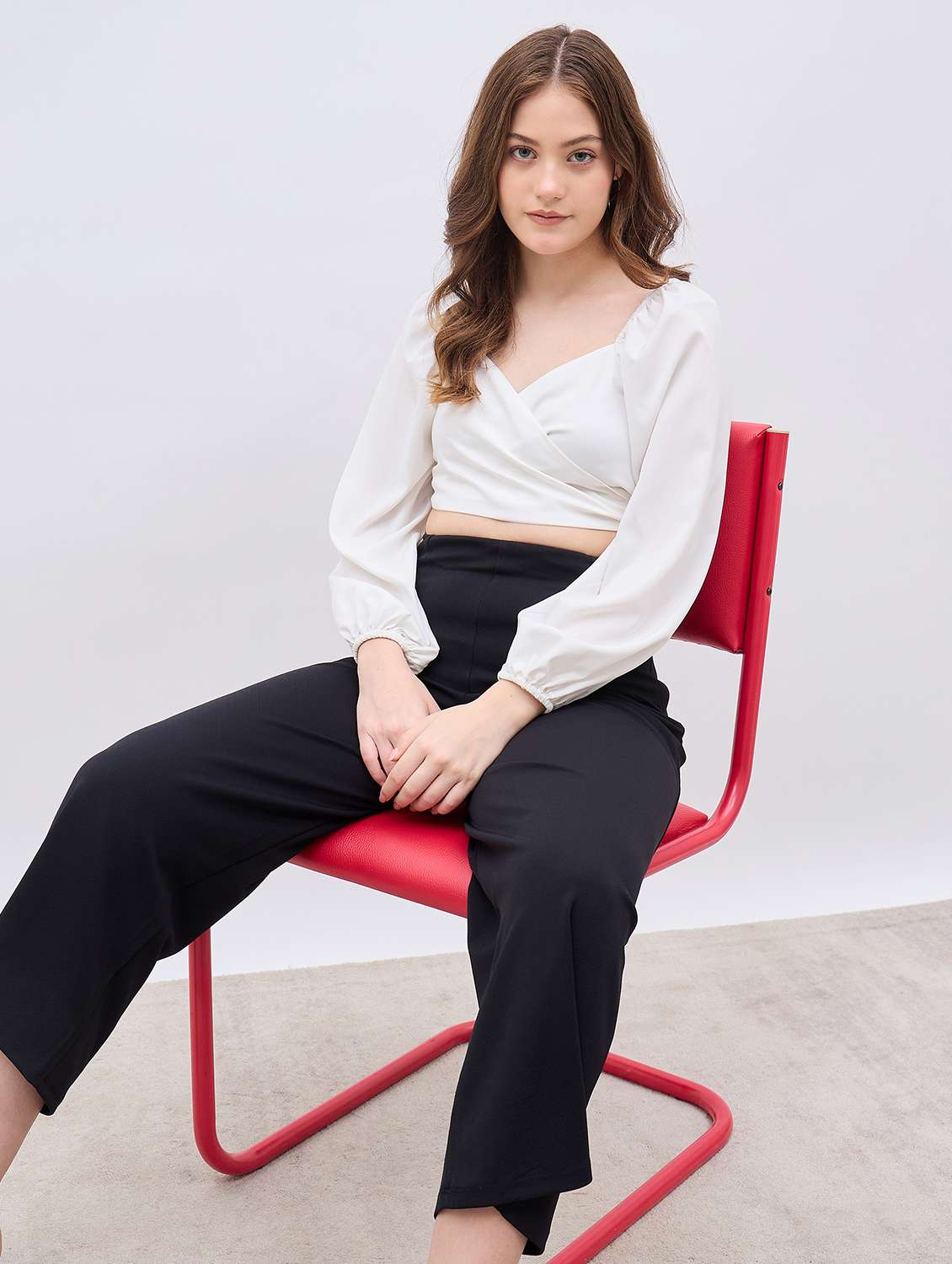 women solid high rise staright fit trouser - 22176800 -  Standard Image - 3