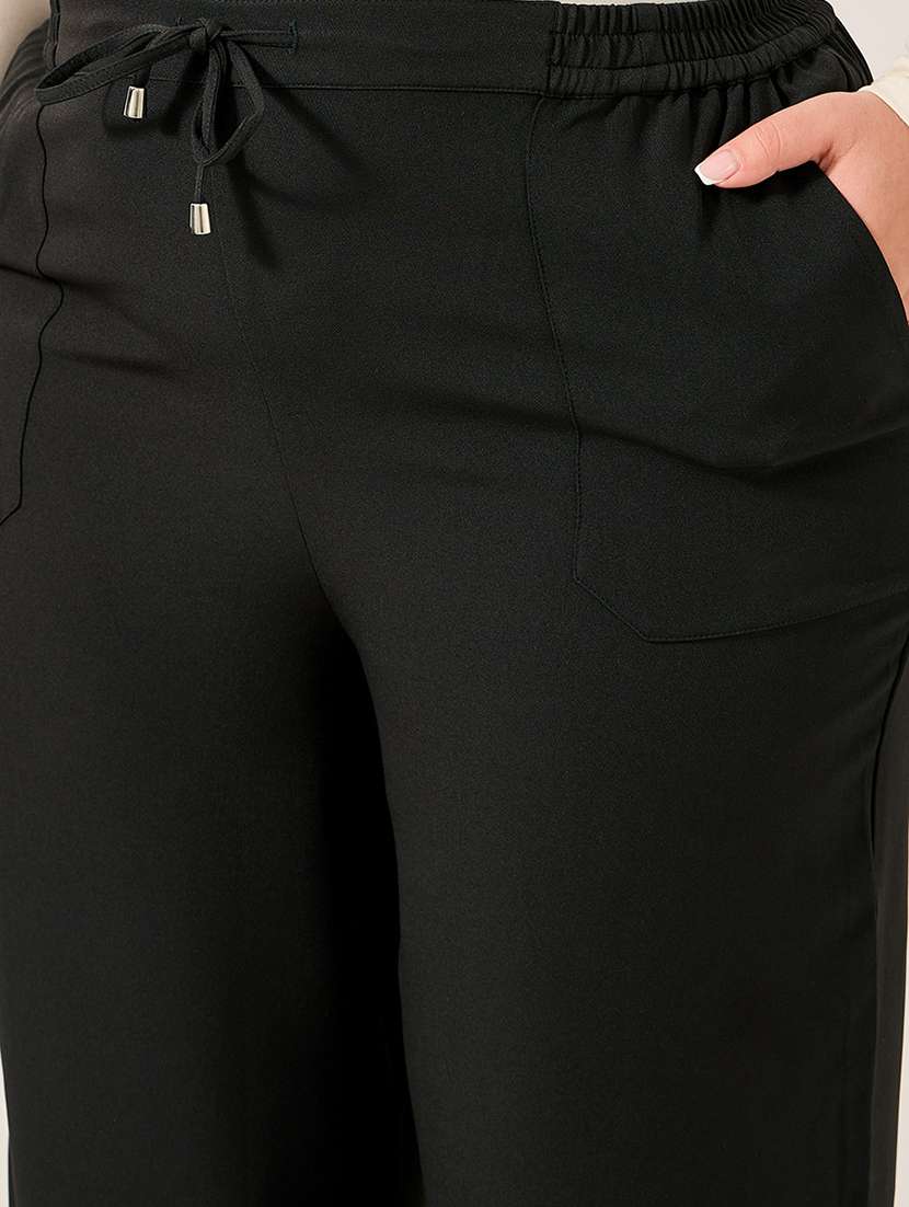 women plus size solid high rise staright trouser - 22176801 -  Standard Image - 3