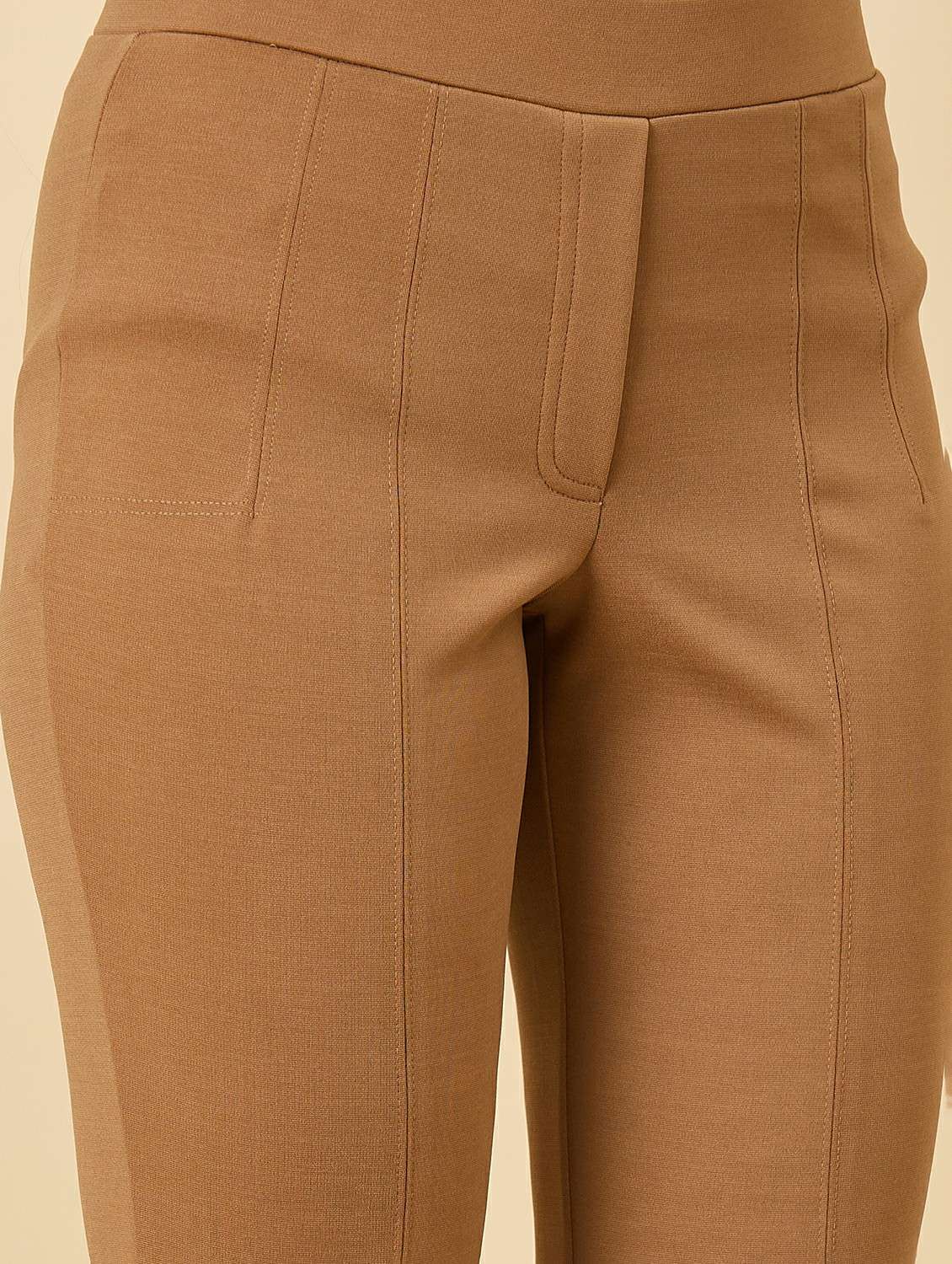 women solid mid rise bootut trouser - 22176813 -  Standard Image - 5