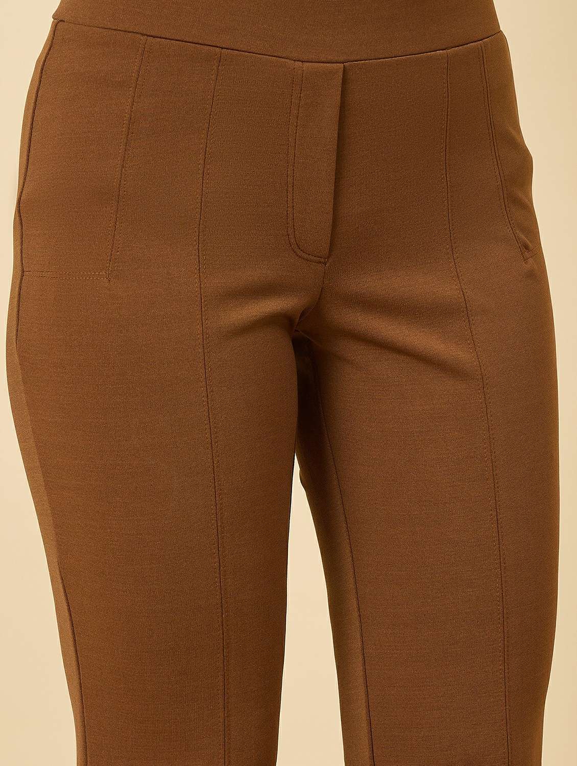 women solid mid rise bootcut trouser - 22176814 -  Standard Image - 5