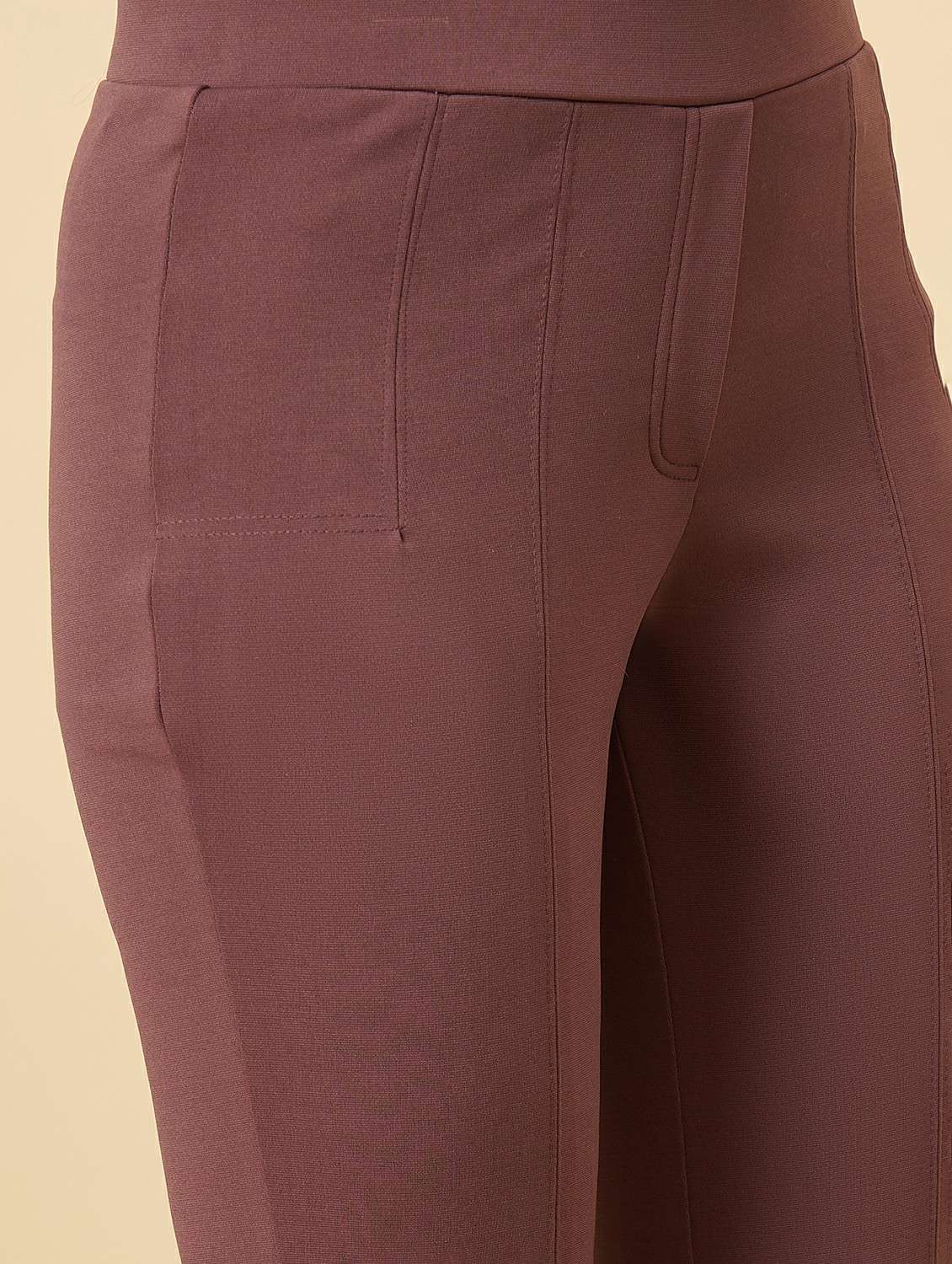 women solid mid rise bootcut trouser - 22176815 -  Standard Image - 5