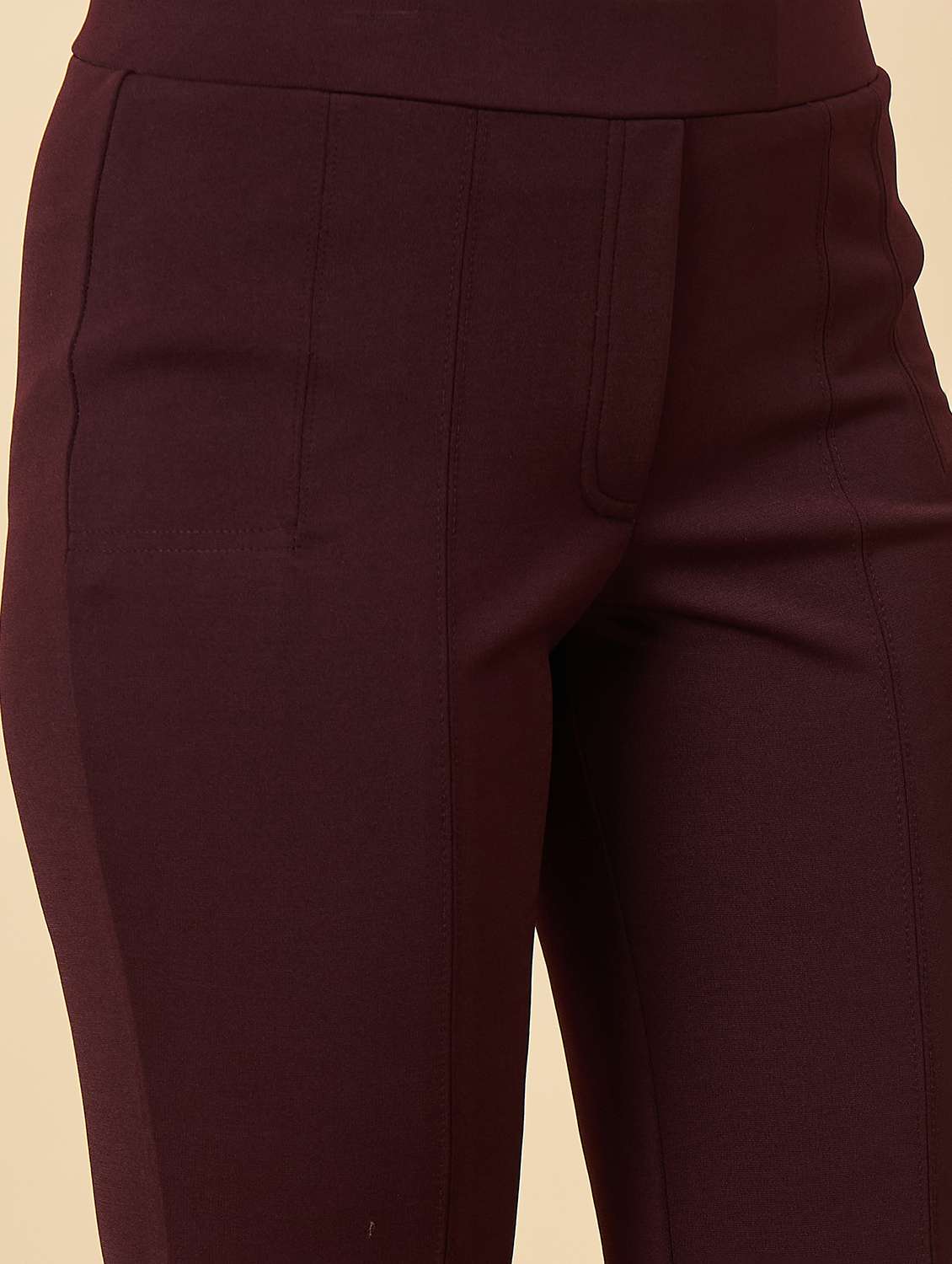 women solid mid rise bootcut trouser - 22176816 -  Standard Image - 5