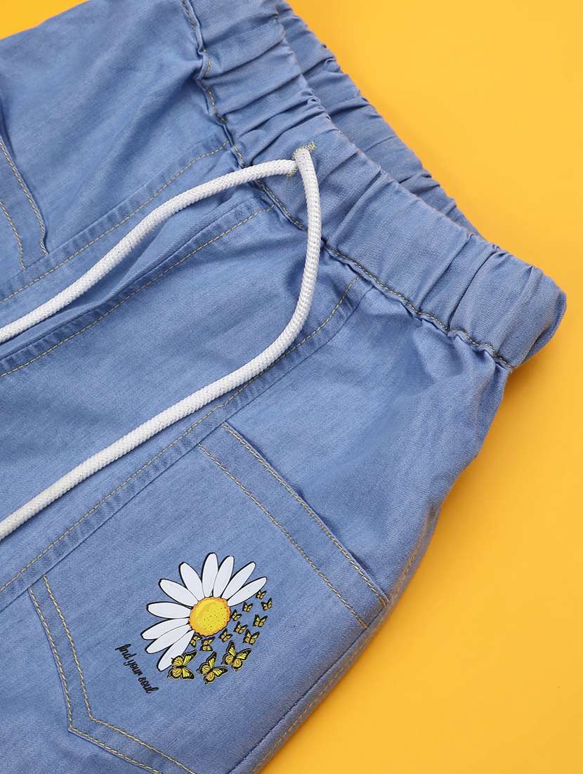 girls blue denim printed jeans - 22176843 -  Standard Image - 3