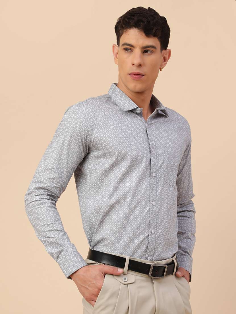 grey cotton formal shirt - 22176855 -  Standard Image - 3