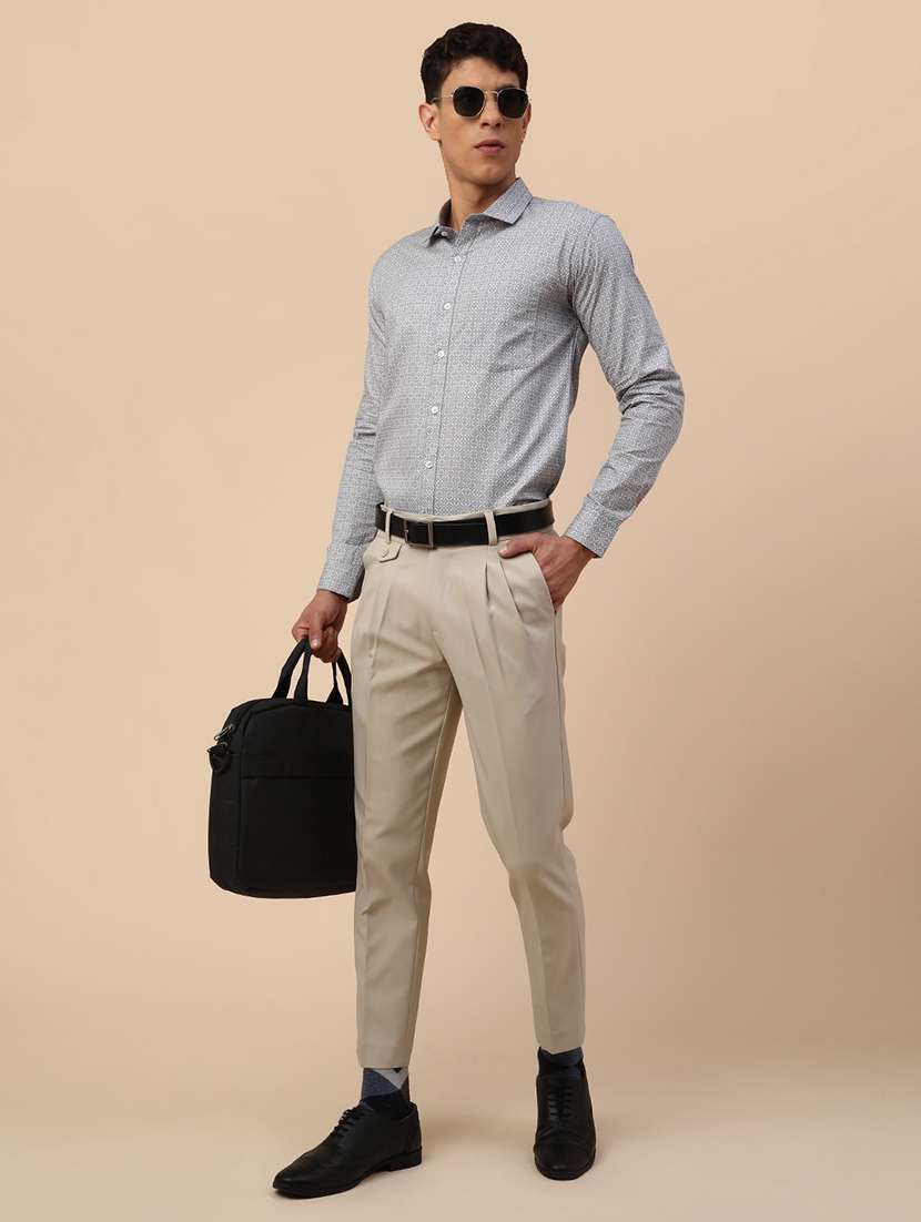 grey cotton formal shirt - 22176855 -  Standard Image - 5