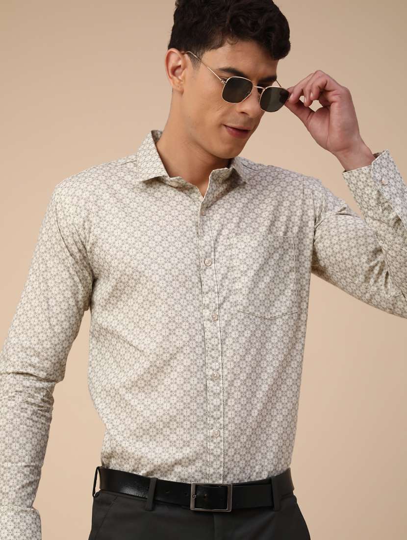 beige cotton formal shirt