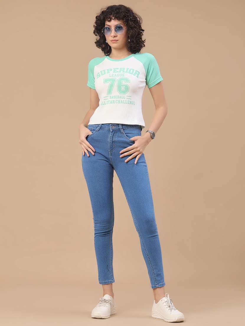 women colourblocked round neck t-shirt - 22176867 -  Standard Image - 5