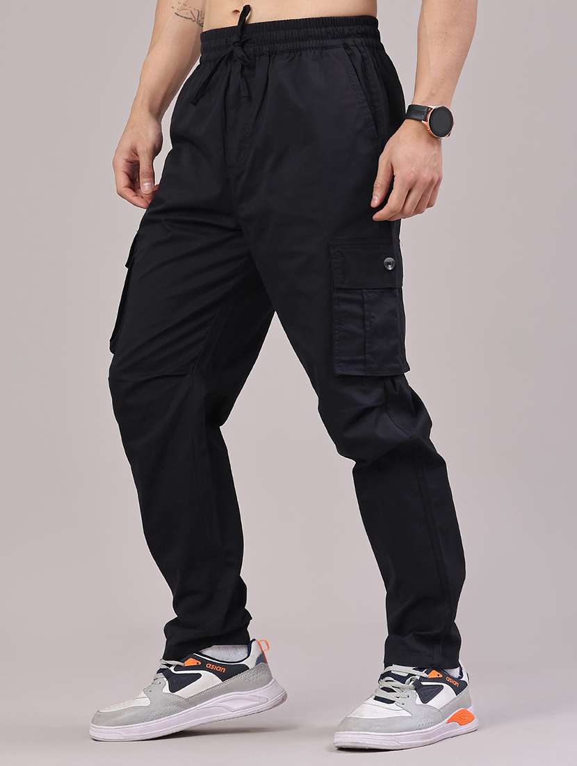 men solid mid rise regular fit cargo  - 22176891 -  Standard Image - 3