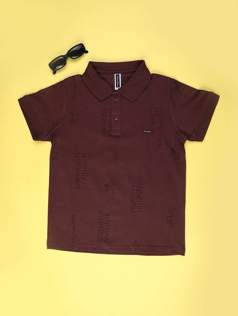 boys solid polo neck t-shirt