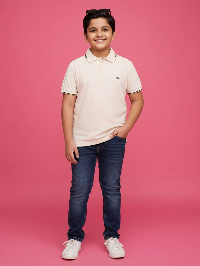 beige cotton plain tee