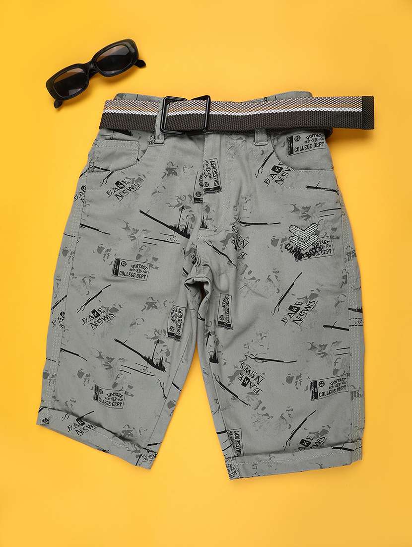 boys printed mid rise shorts
