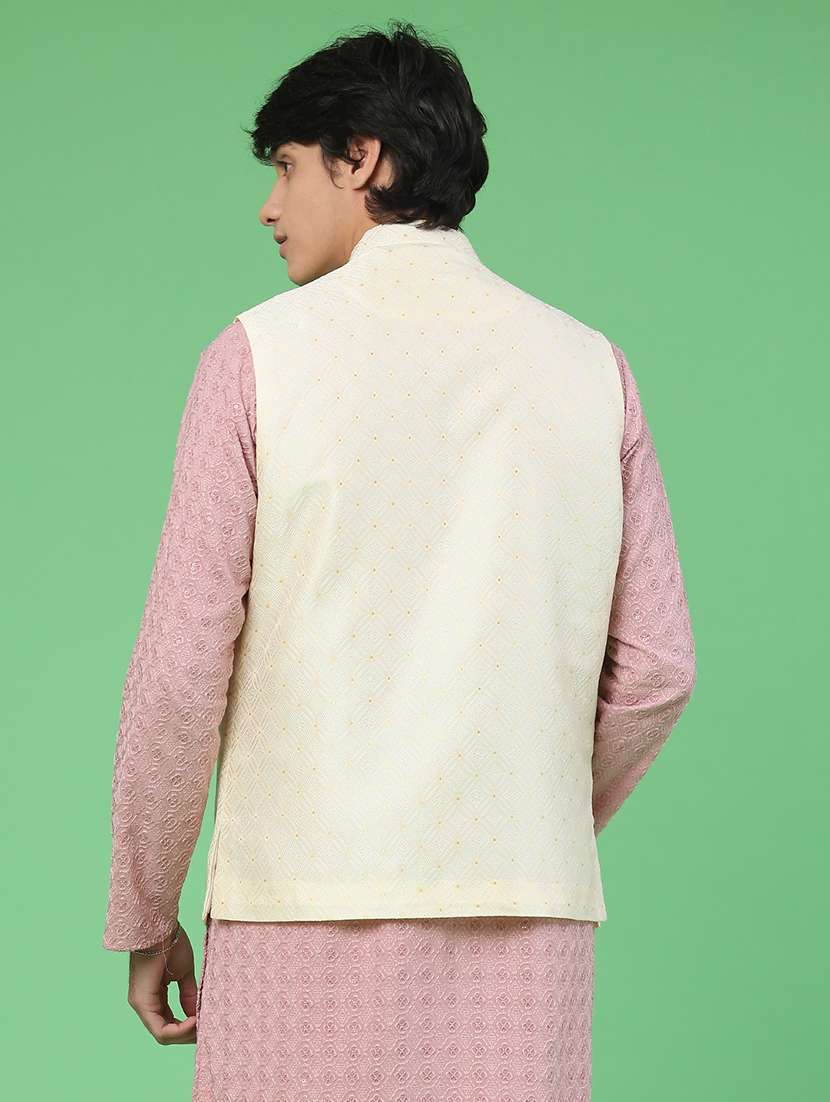 men self design mandarin neck nehru jacket - 22176967 -  Standard Image - 3