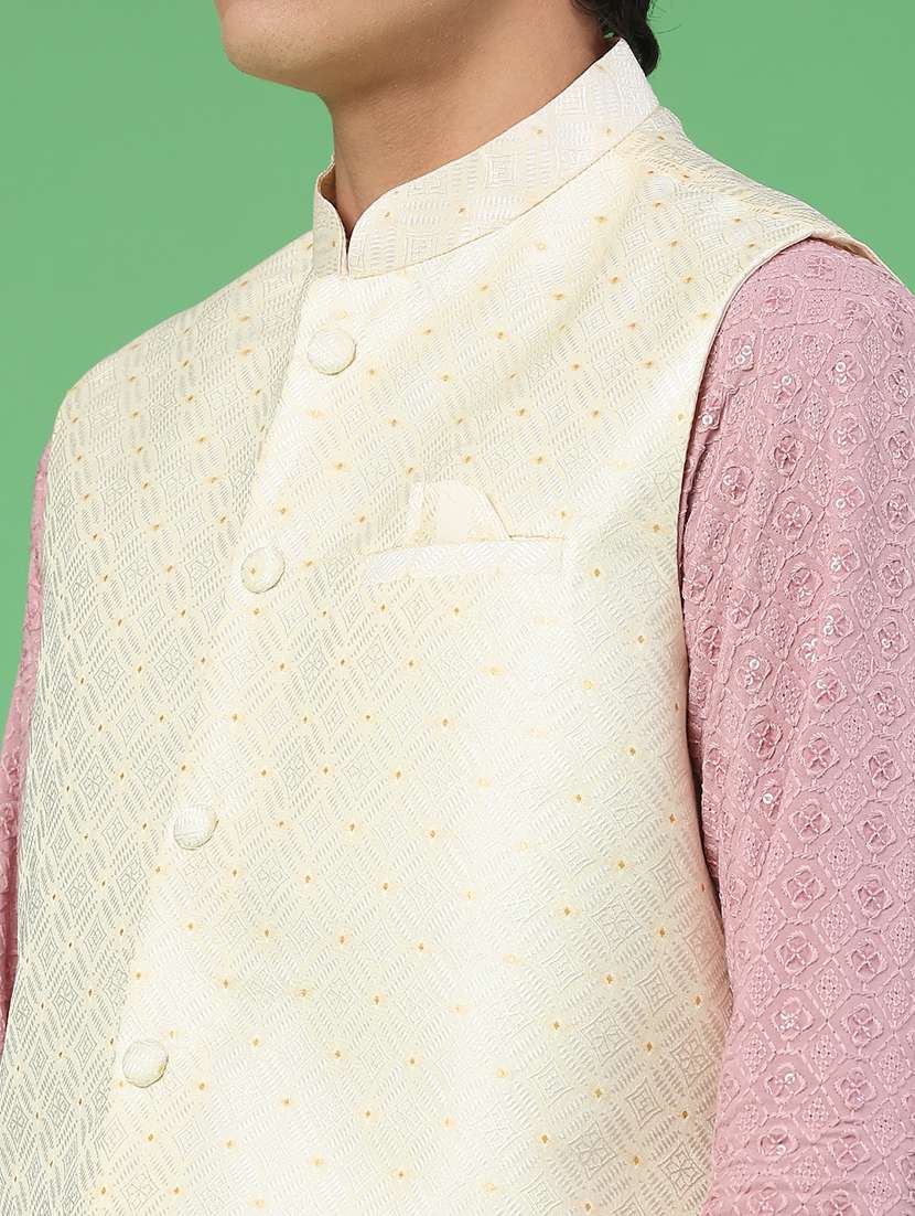 men self design mandarin neck nehru jacket - 22176967 -  Standard Image - 5