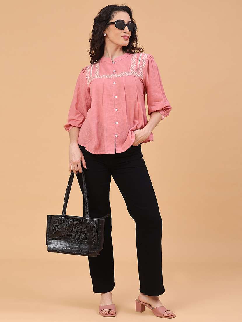 Women Embroidered Three Quarter Sleeves Regular Top - 22176973 -  Standard Image - 5