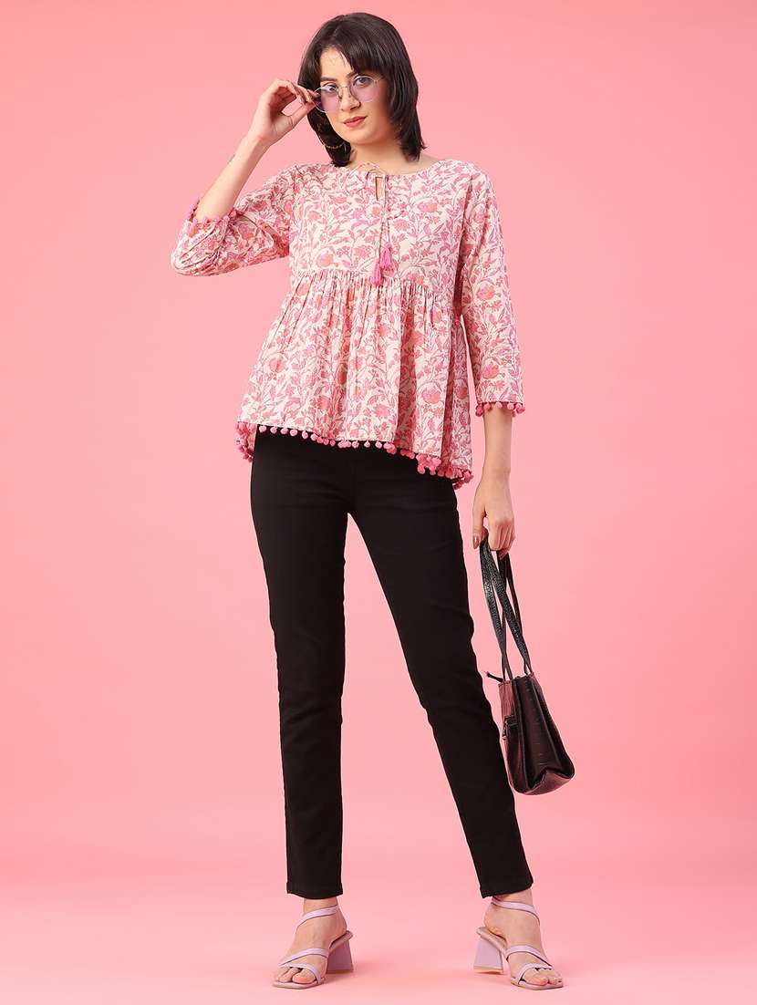 women floral three quarter sleeve flared tunic - 22177013 -  Standard Image - 5