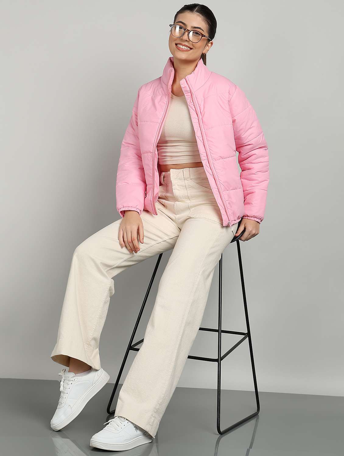 women solid long sleeve quilted jacket - 22177023 -  Standard Image - 3