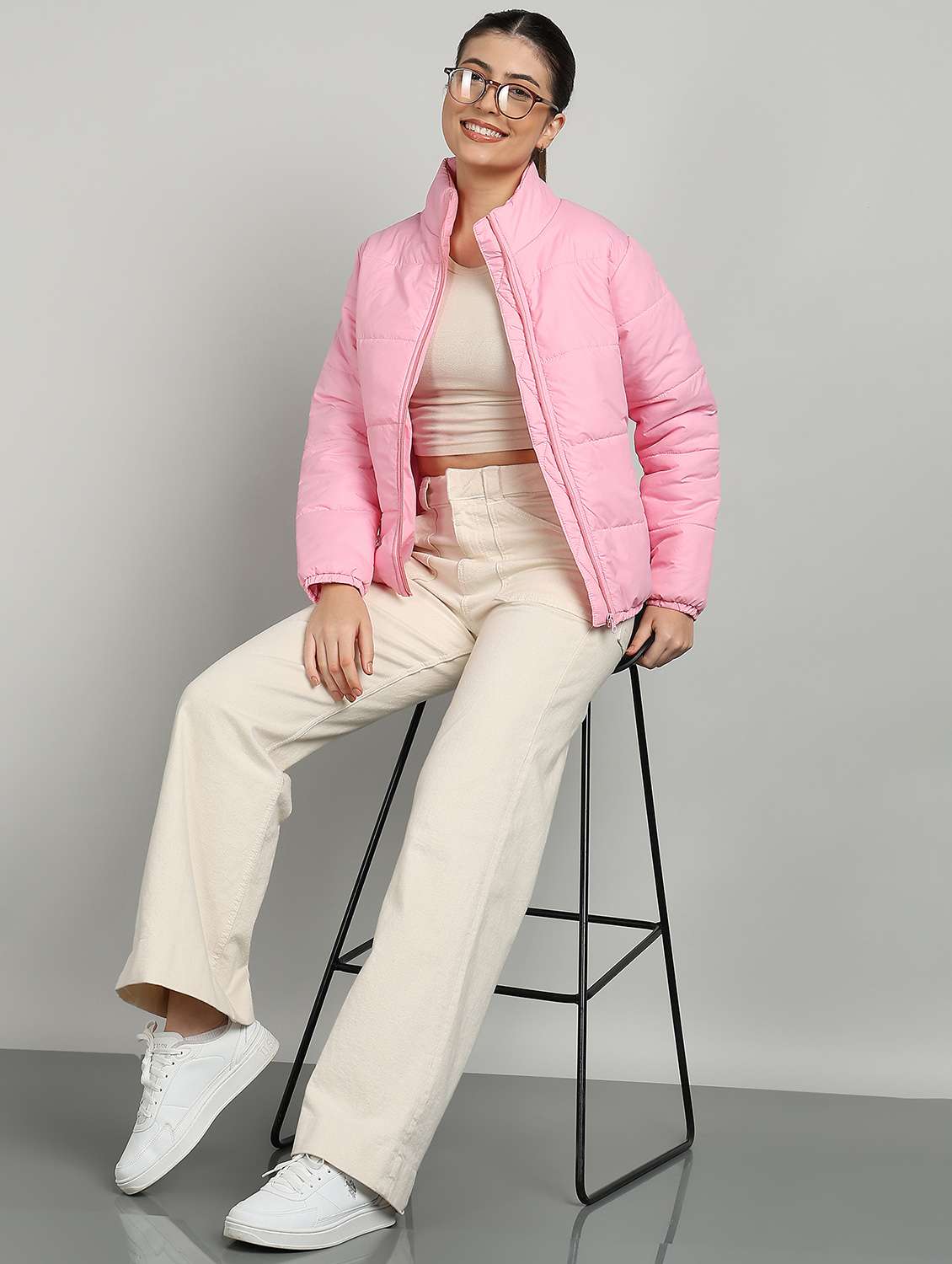 women solid long sleeve quilted jacket - 22177026 -  Standard Image - 3