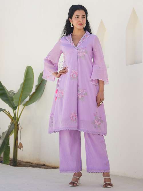 women three quarter sleeve regular fit ethnic co-ord set - 22177031 -  Standard Image - 0