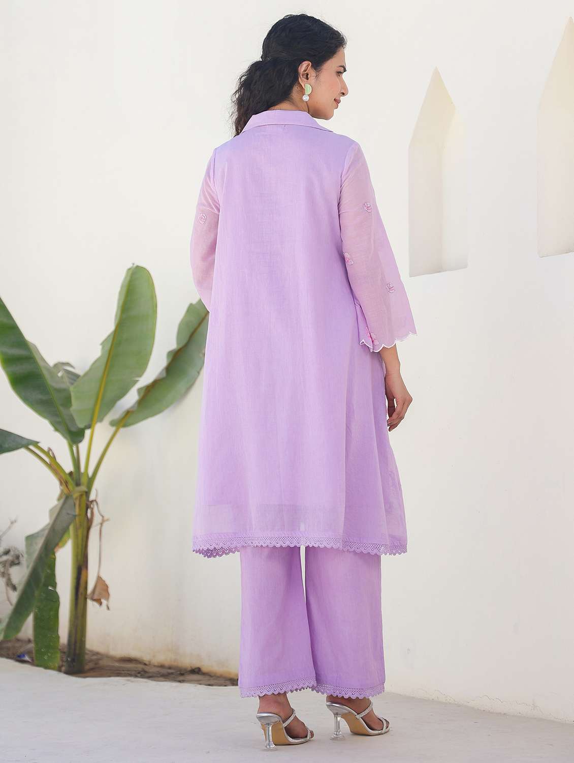 women three quarter sleeve regular fit ethnic co-ord set - 22177031 -  Standard Image - 3