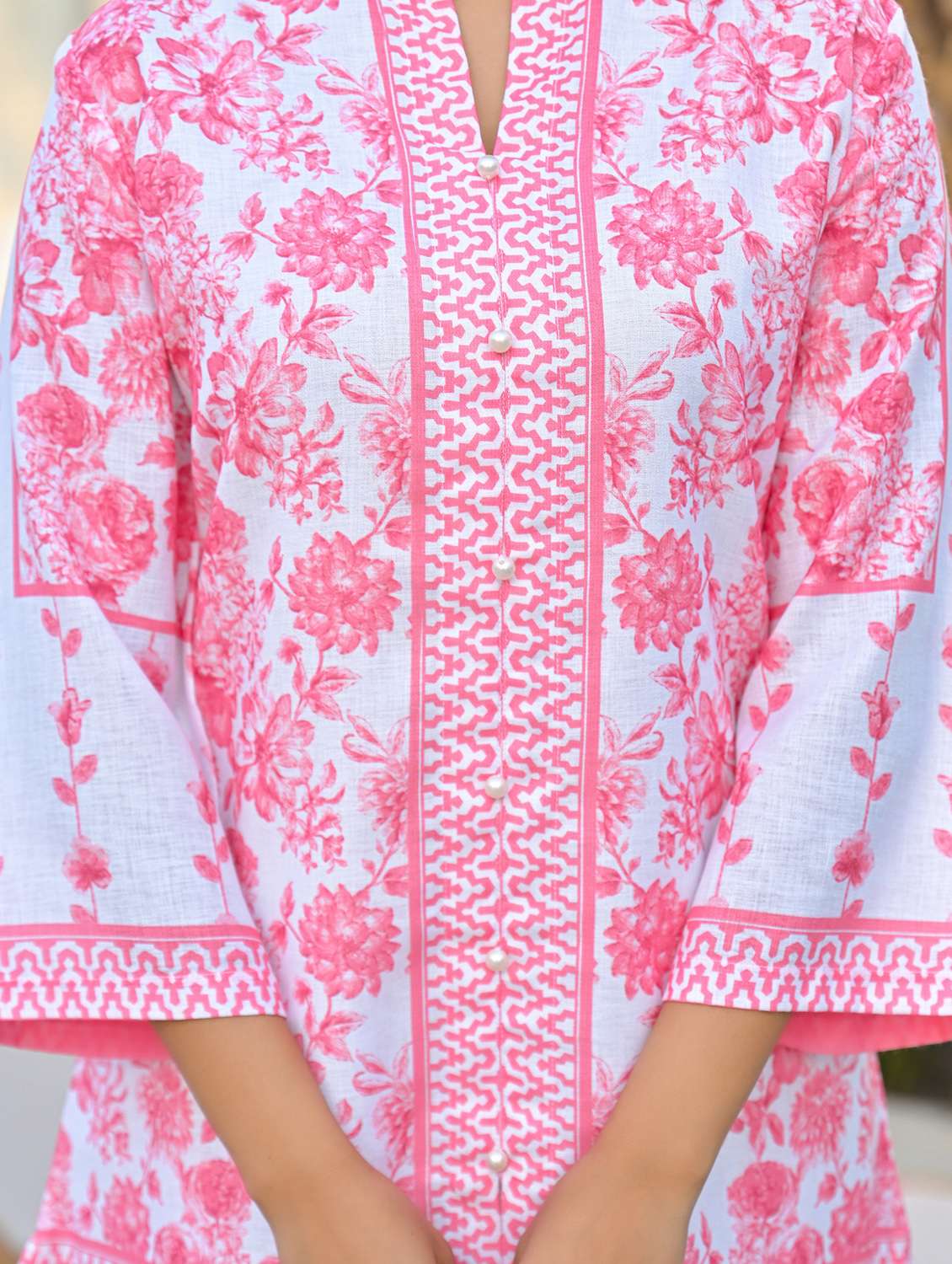 women floral three quarter sleeve regular fit ethnic co-ord set - 22177033 -  Standard Image - 5