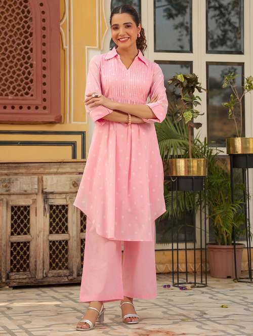 women polka dot three quarter sleeve regular fit ethnic co-ord set - 22177036 -  Standard Image - 0