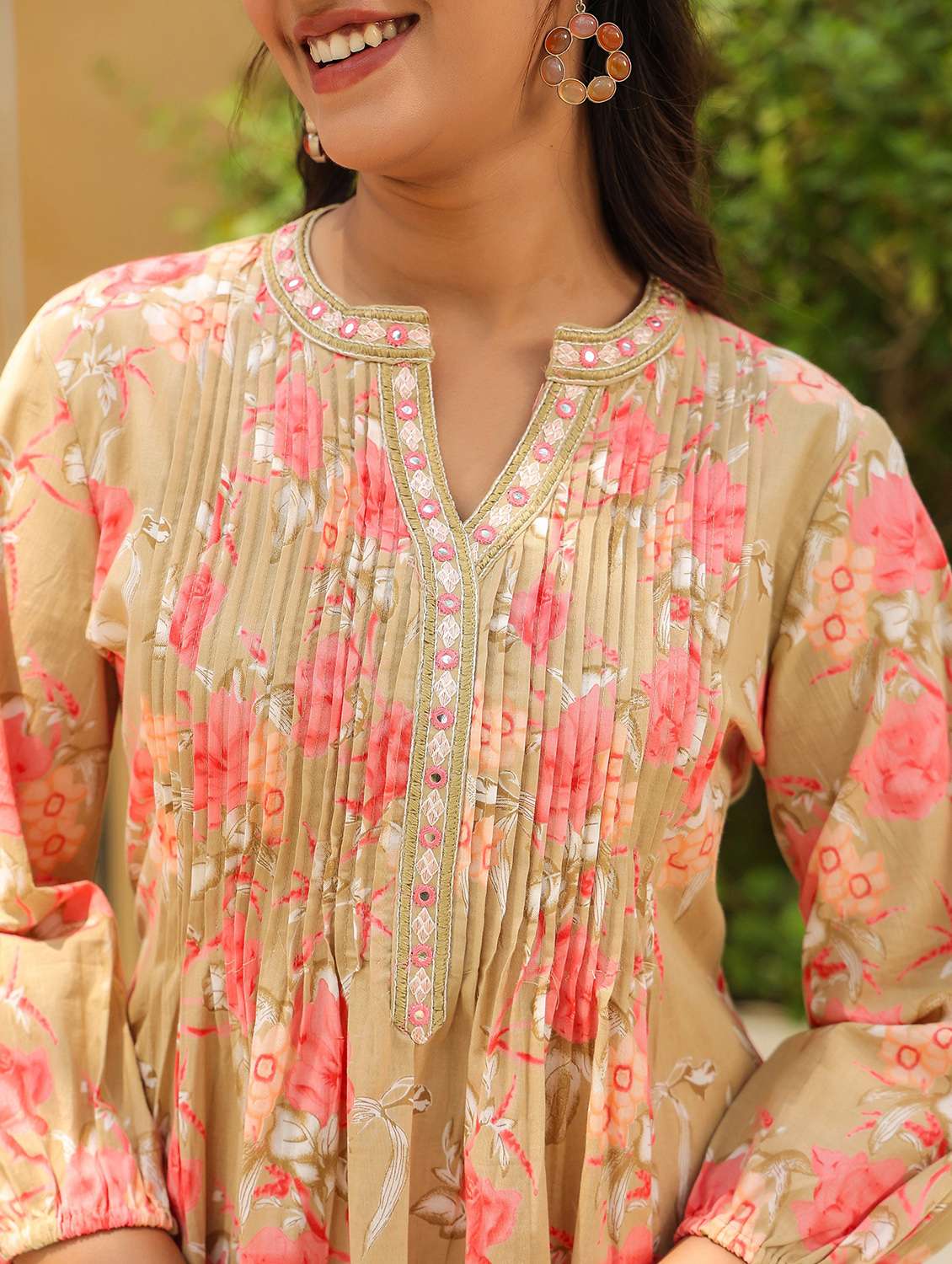 women floral printed three quarter sleeve ethnic co-ord set - 22177044 -  Standard Image - 5