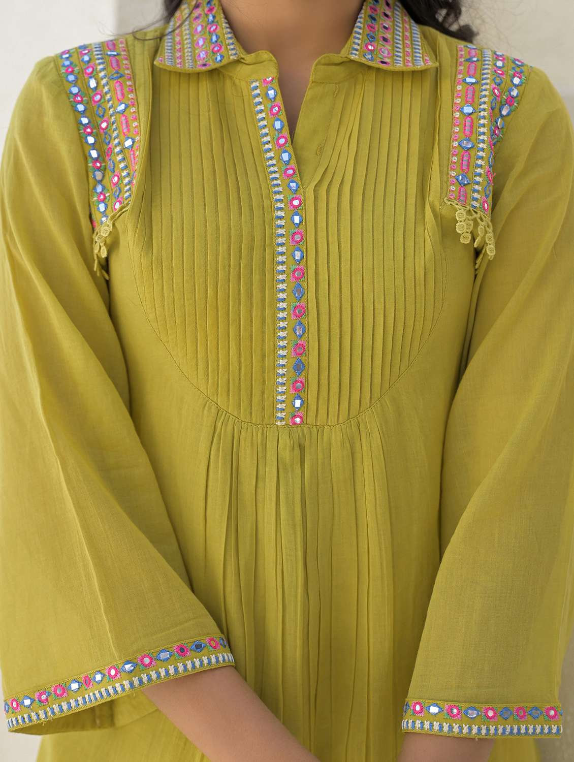 women solid three quarter sleeve regular fit ethnic co-ord set - 22177047 -  Standard Image - 5