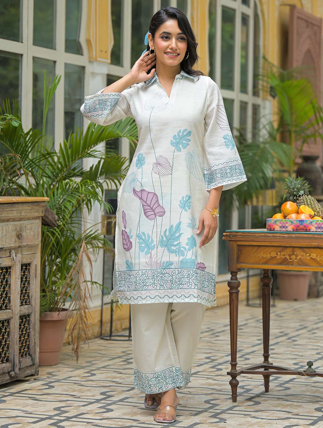 women printed long sleeve regular fit ethnic co-ord set - 22177053 -  Zoom Image - 0