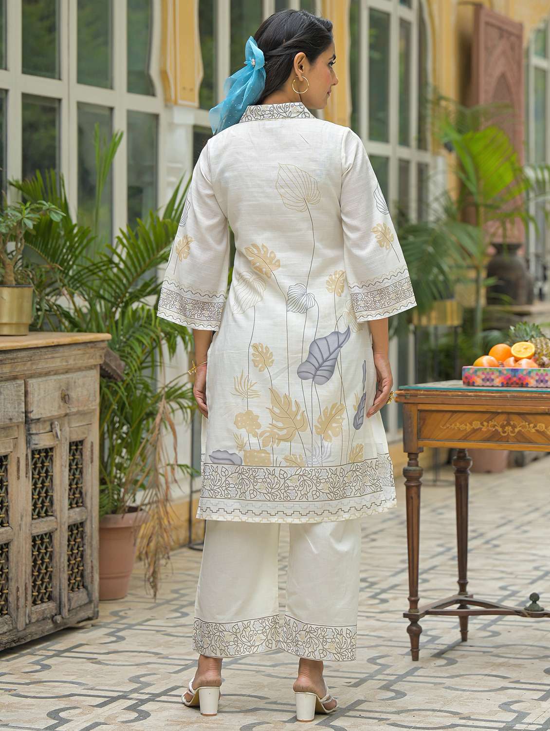 women printed long sleeve regular fit ethnic co-ord set - 22177056 -  Standard Image - 3