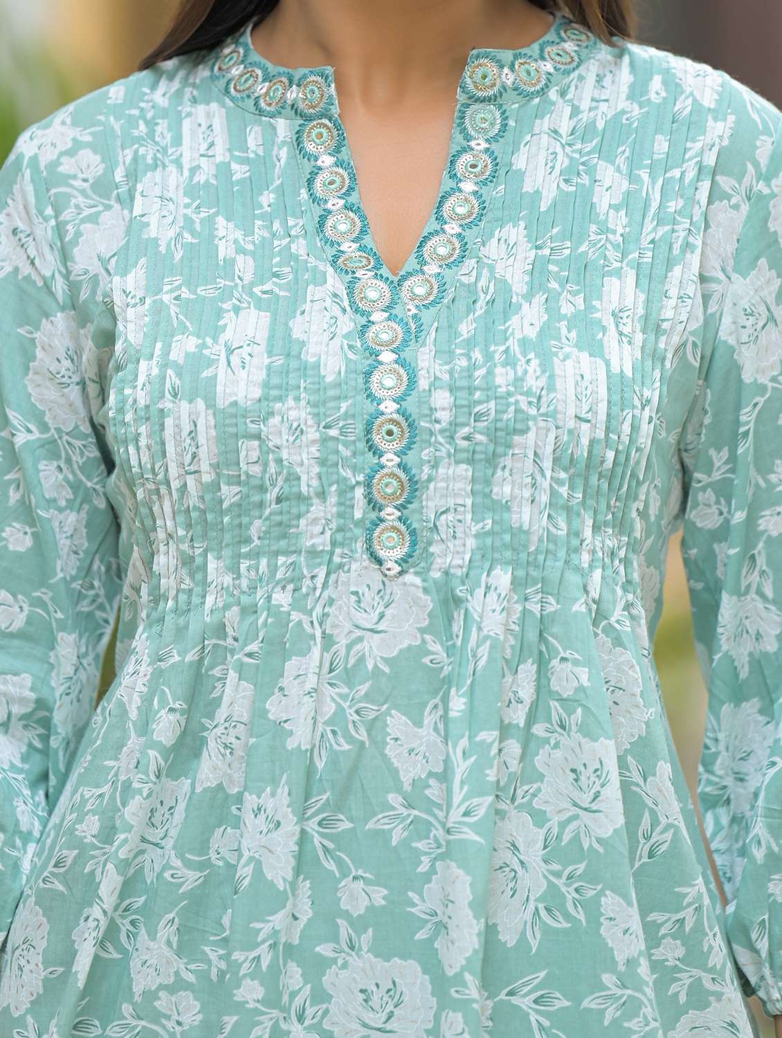 women floral printed three quarter sleeve regular fit ethnic co-ord set - 22177060 -  Standard Image - 5