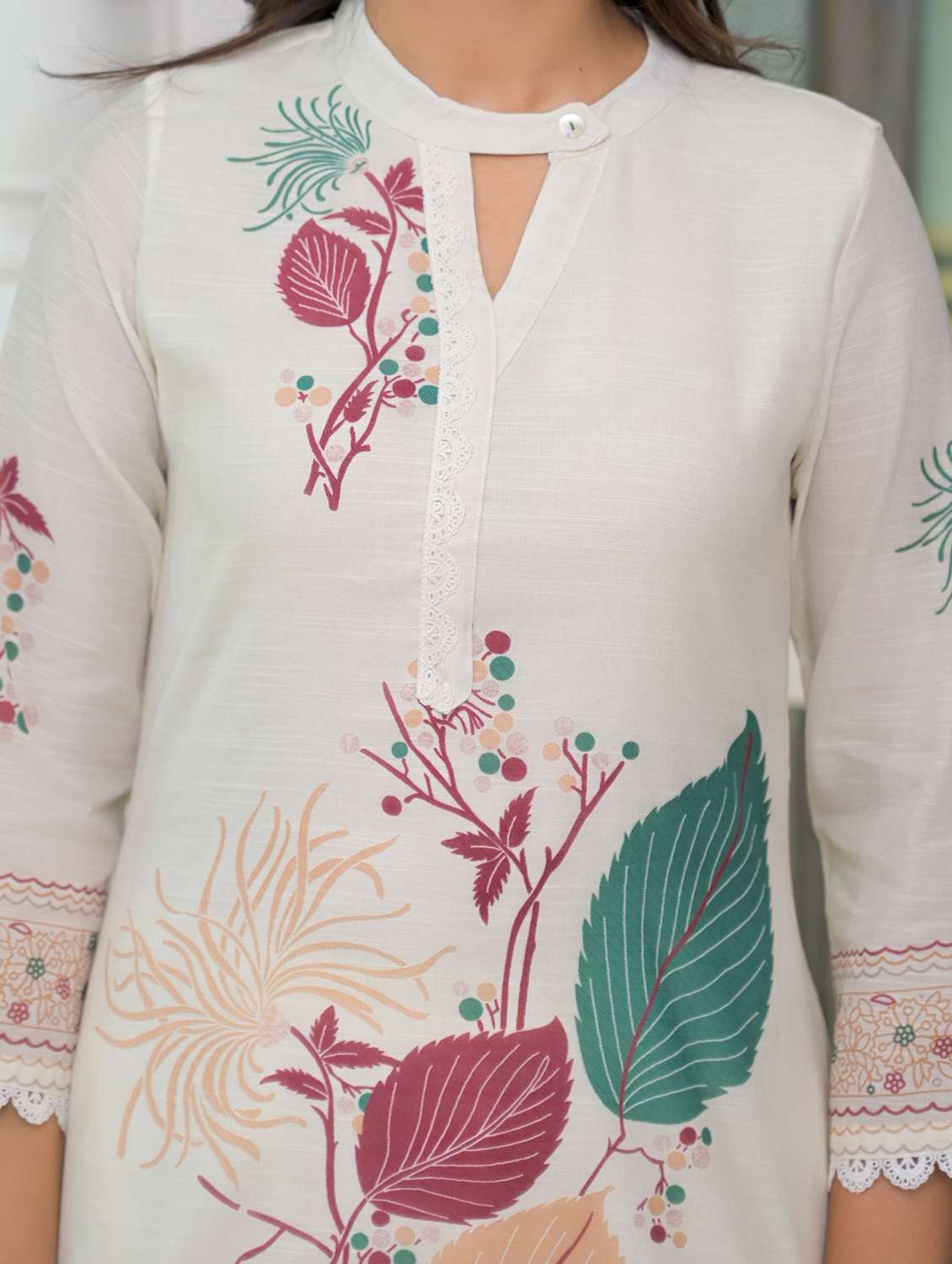 women printed three quarter sleeve regular fit ethnic co-ord set - 22177063 -  Standard Image - 5