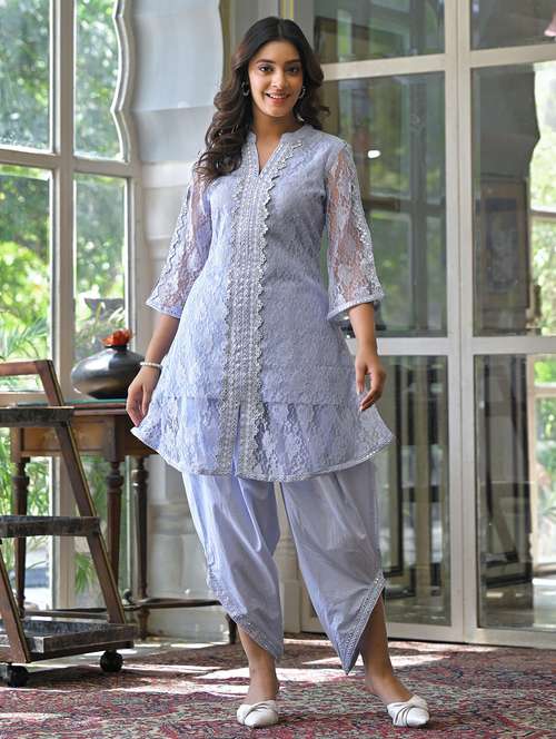 women self design three quarter sleeve ethnic co-ord set - 22177065 -  Standard Image - 0