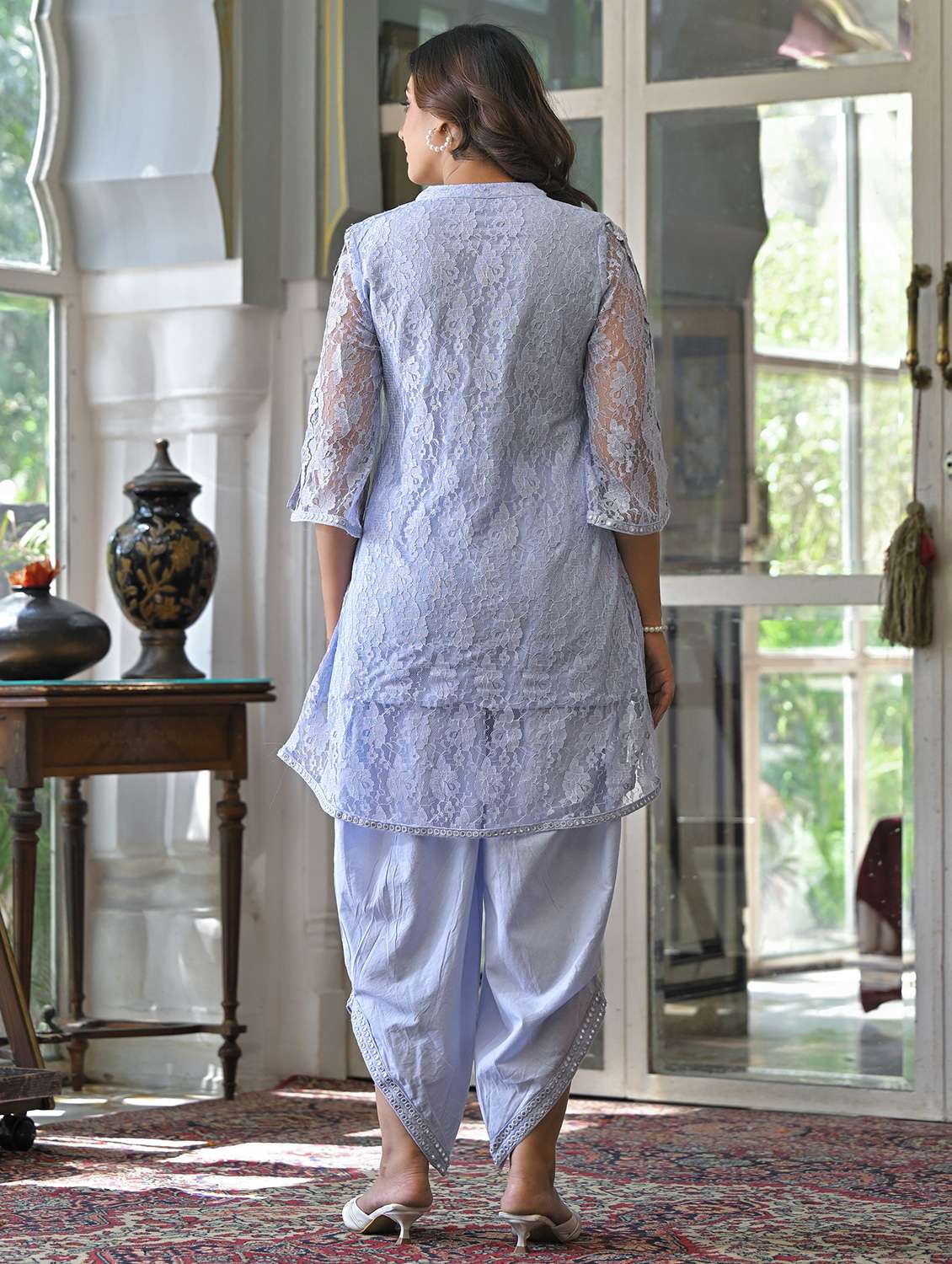 women self design three quarter sleeve ethnic co-ord set - 22177065 -  Standard Image - 3