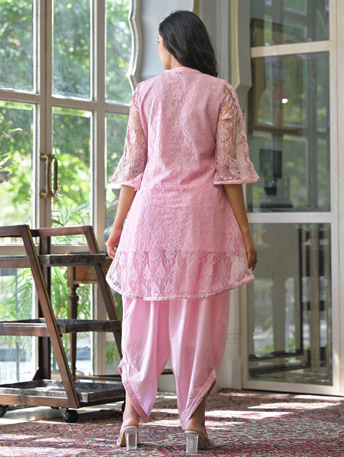 women self design three quarter sleeve ethnic co-ord set - 22177066 -  Standard Image - 3