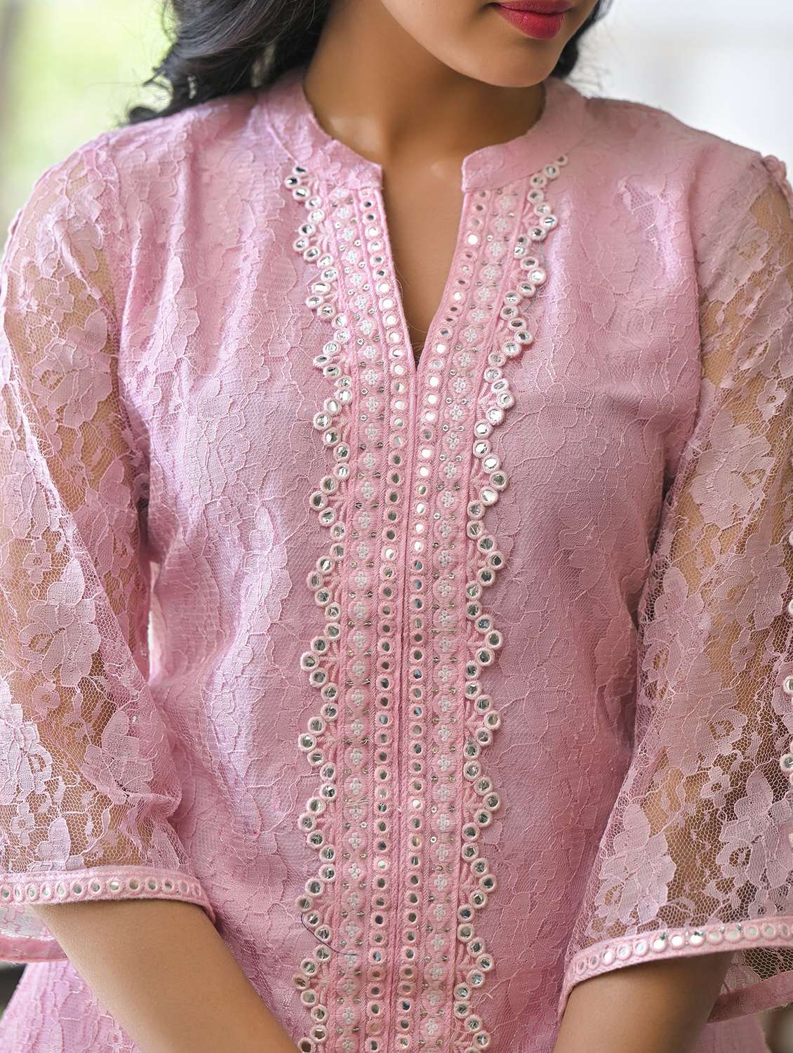 women self design three quarter sleeve ethnic co-ord set - 22177066 -  Standard Image - 5