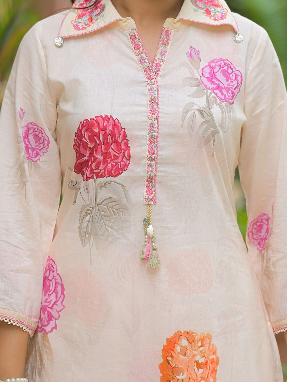 women floral printed three quarter sleeve regular fit ethnic co-ord set - 22177067 -  Standard Image - 5