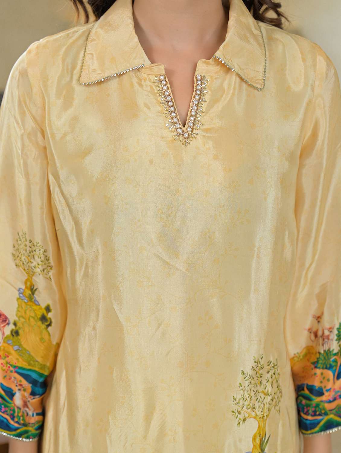 women printed three quarter sleeve regular fit ethnic co-ord set - 22177072 -  Standard Image - 5