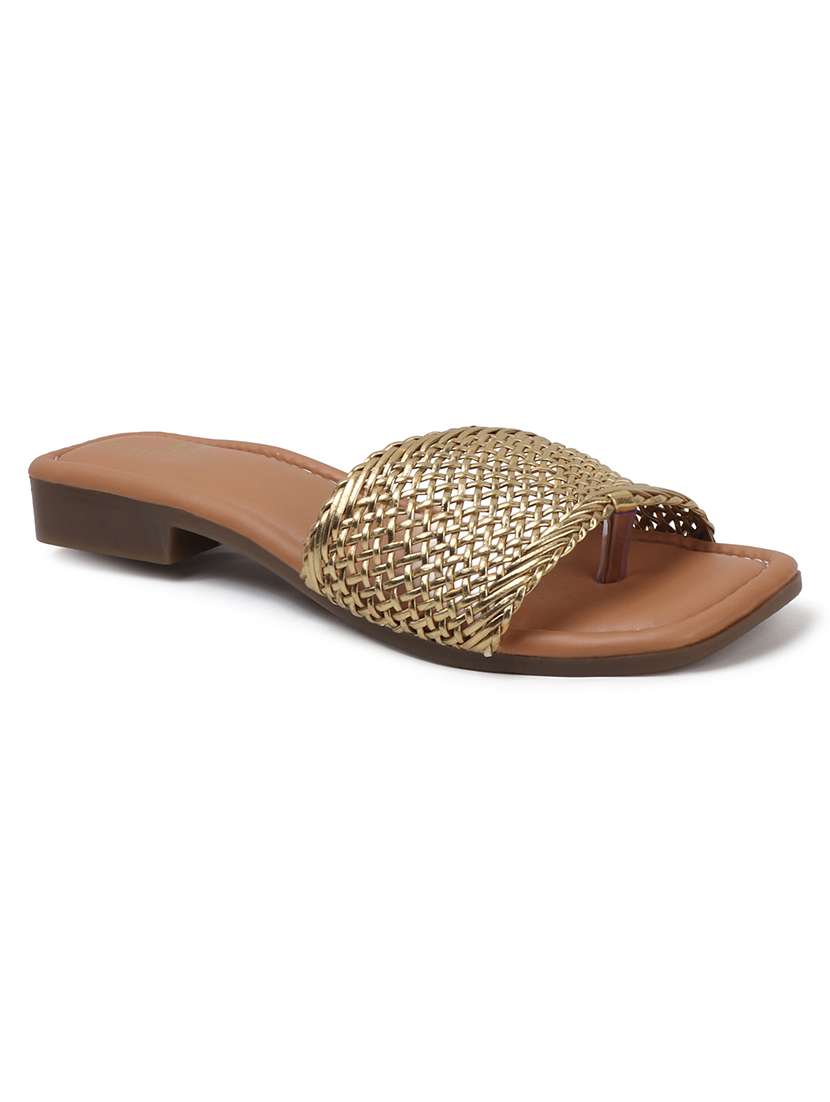 women gold slip on sandal - 22177074 -  Standard Image - 3