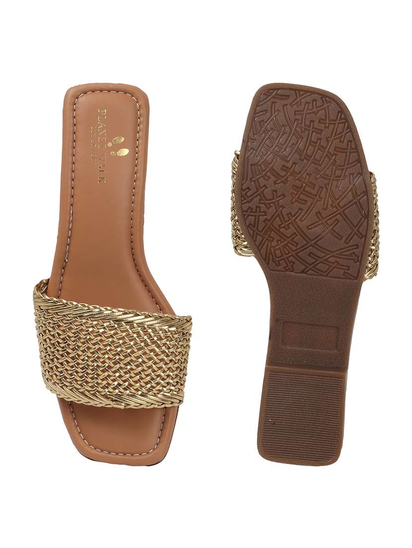 women gold slip on sandal - 22177074 -  Standard Image - 5