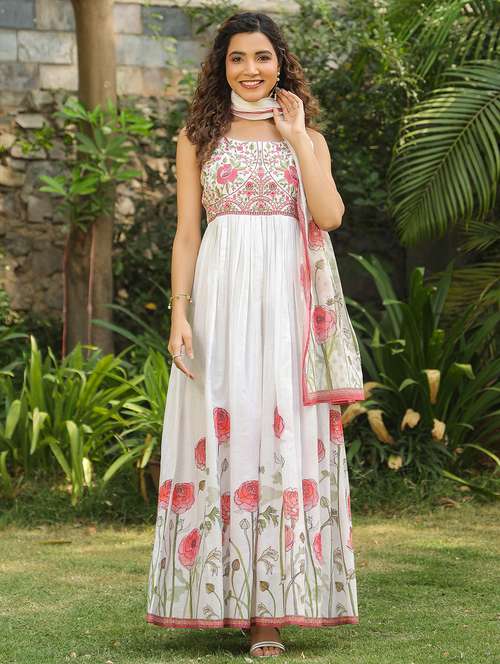women floral printed sleeveless kurta with dupatta set - 22177078 -  Standard Image - 0
