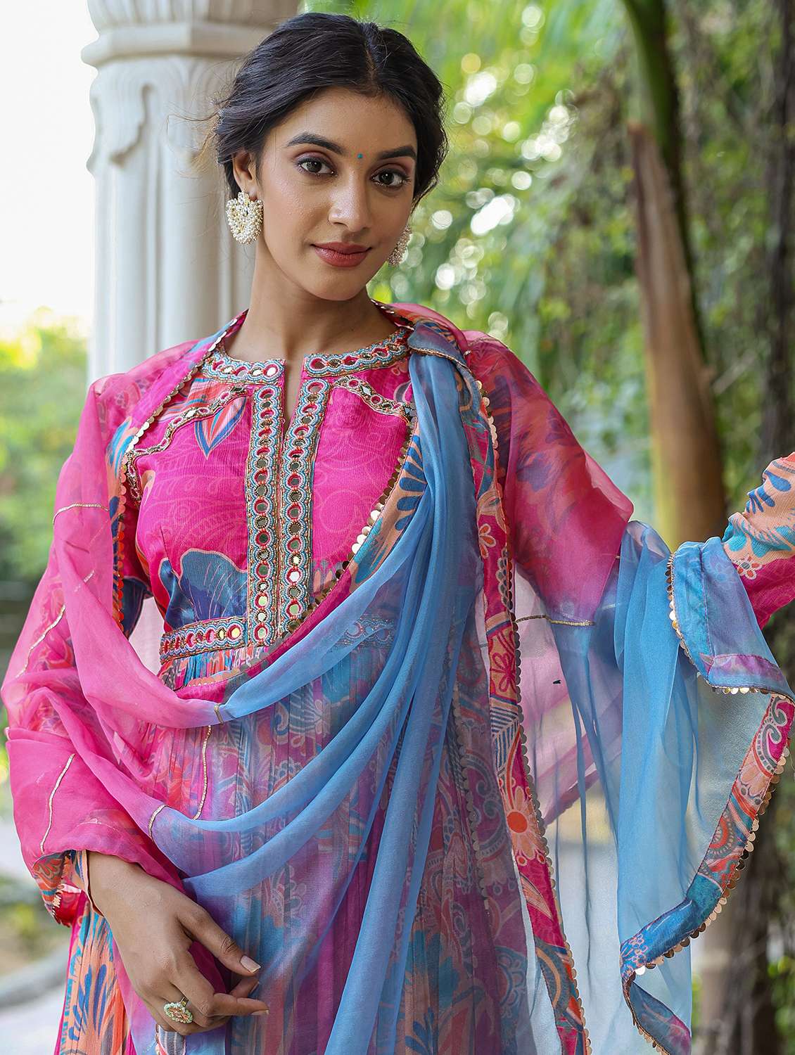 women printed long sleeve kurta with dupatta set - 22177080 -  Standard Image - 5